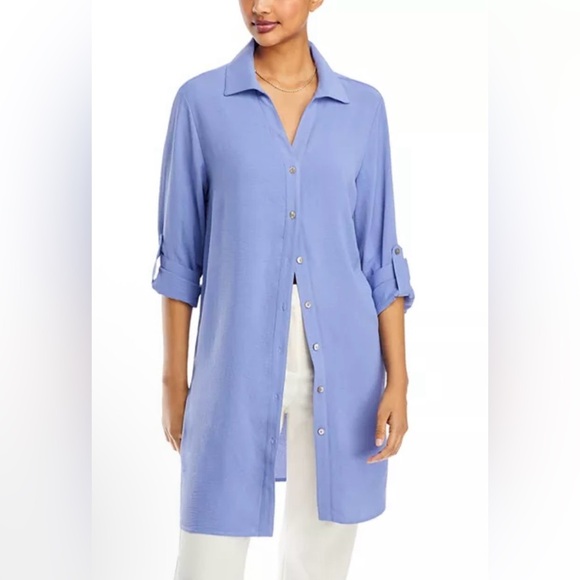 Status By Chenault Tops - Status by Chenault NWOT
Roll Tab Button Front
Duster Shirt In Cornflower